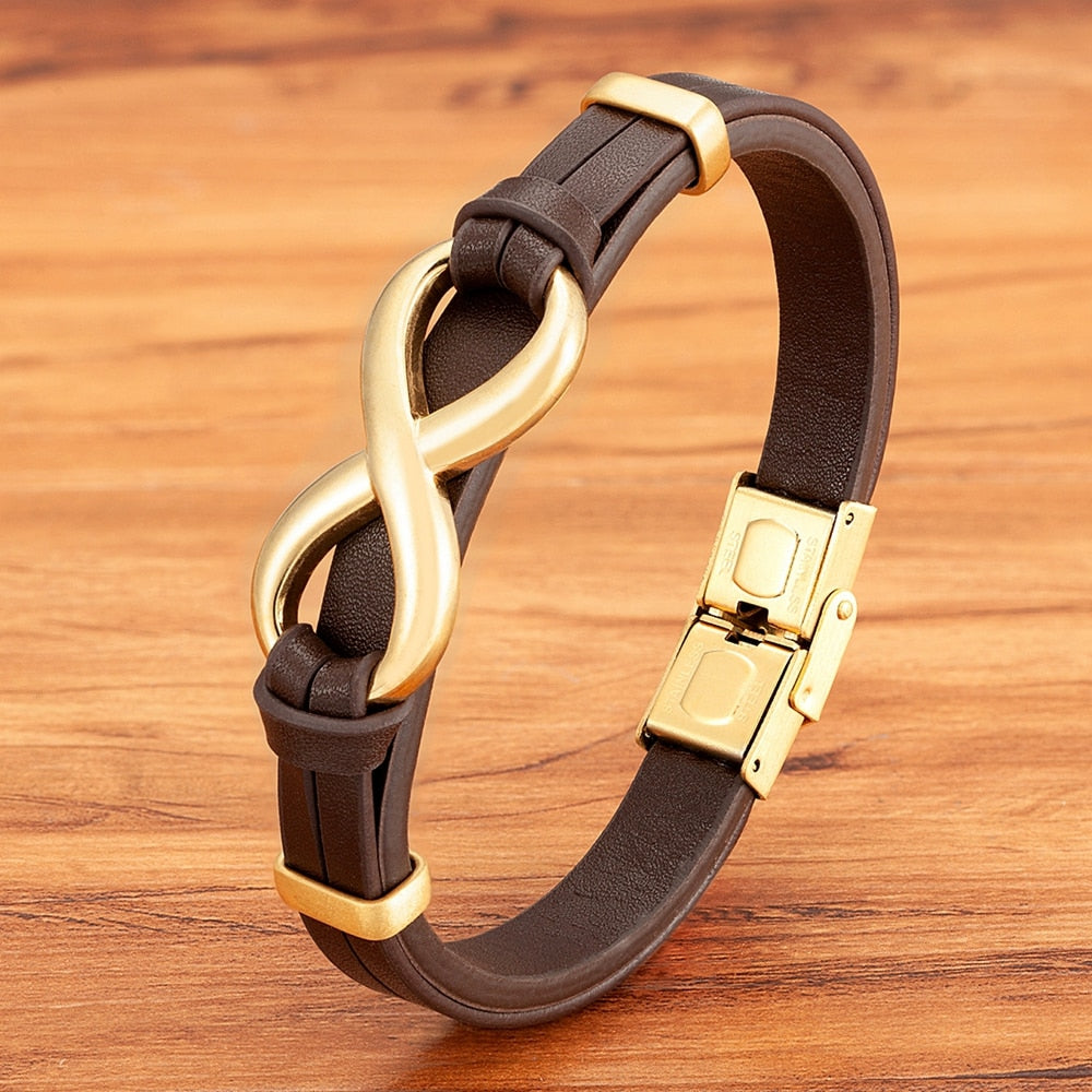 Luxury Genuine Leather Infinity Symbol Men's Bracelet