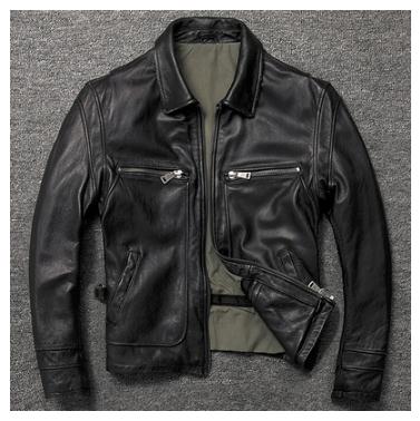 cowhide coat winter warm men's genuine Leather vintage jacket