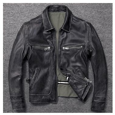 cowhide coat winter warm men's genuine Leather vintage jacket
