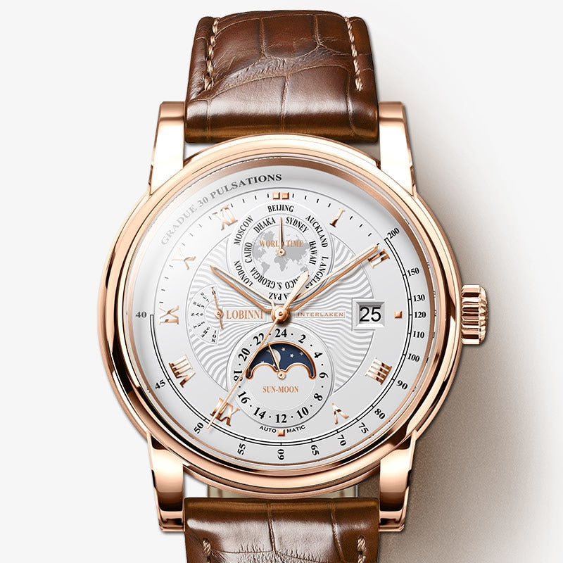 Luxury Brand Moon Phase Automatic Mechanical Men's Wirst watch