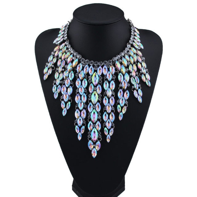 Rhinestone Multicolored Bohemian  Chunky Collar Women Necklace