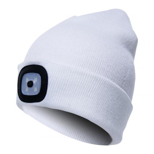 Unisex Cycling Hiking LED Light Knitted Hat Winter Elastic Beanie Cap