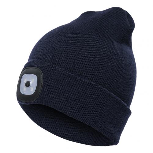 Unisex Cycling Hiking LED Light Knitted Hat Winter Elastic Beanie Cap
