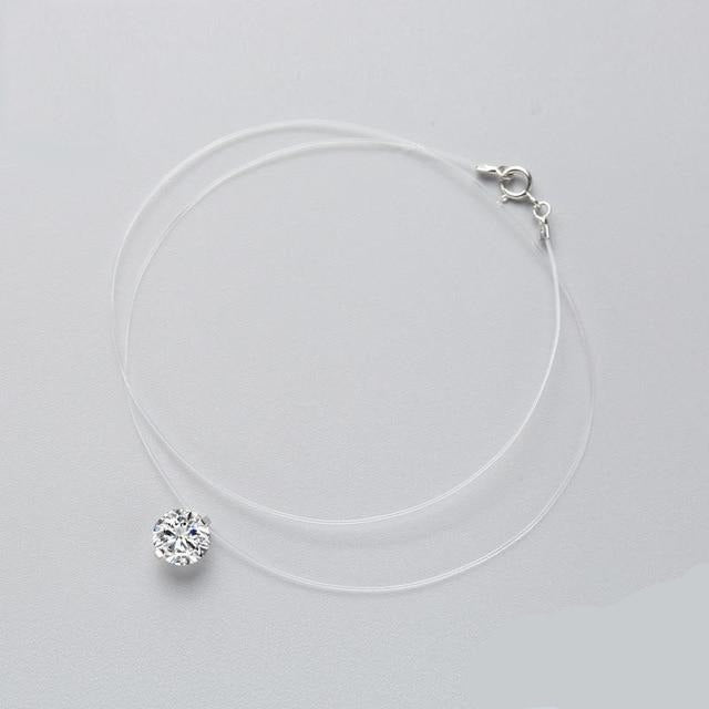 925 Sterling Silver Zircon Crystal Pearl Pendant Choker Necklace