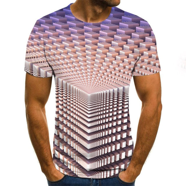 3D printed casual short-sleeved men's T-shirt fashion hip-hop top