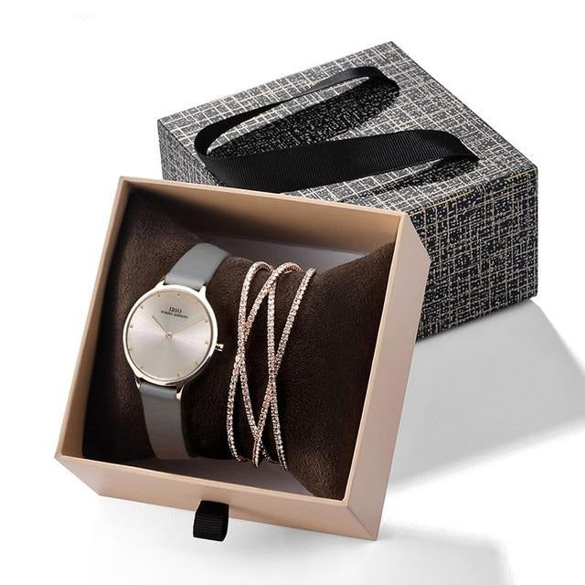 Crystal Bracelet Watches Set Quartz  Luxury Women Watch Bangle Gift Set