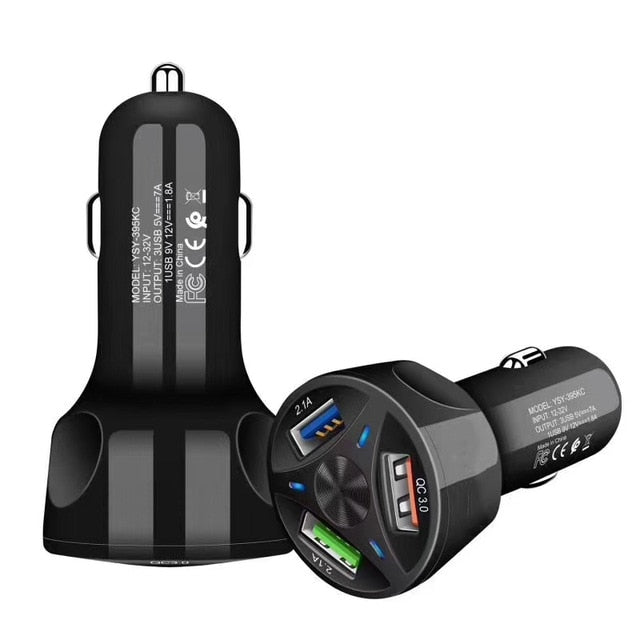3 Ports USB Car Charger Quick Charge 3.0 Fast  Car Charger