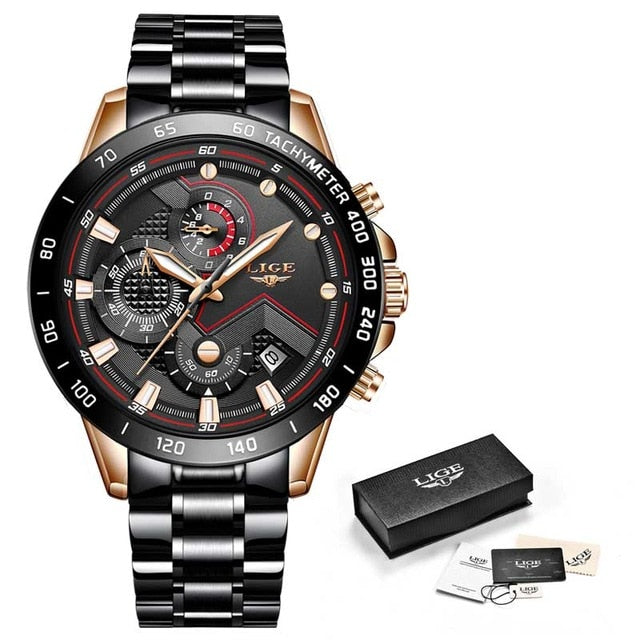 Stainless Steel Luxury Sports Chronograph Quartz Watch