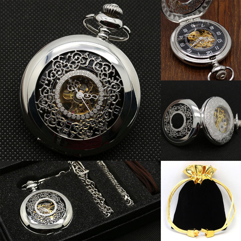 Carving Pocket Watch With Pocket Box Gift Set