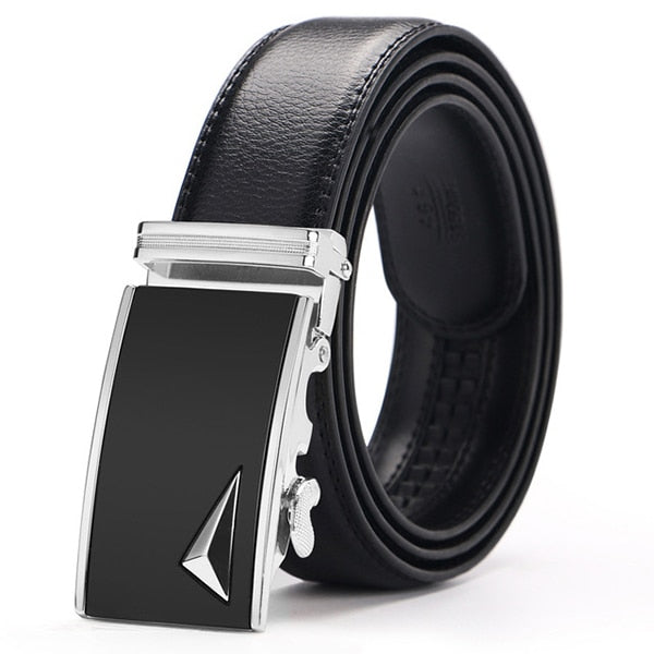 Genuine Leather Men Strap Belts  Automatic Buckle Black Belt