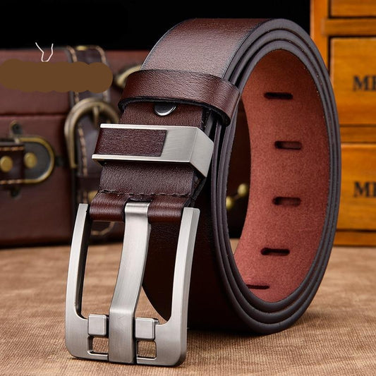 Men  genuine leather strap luxury pin buckle fancy vintage belt