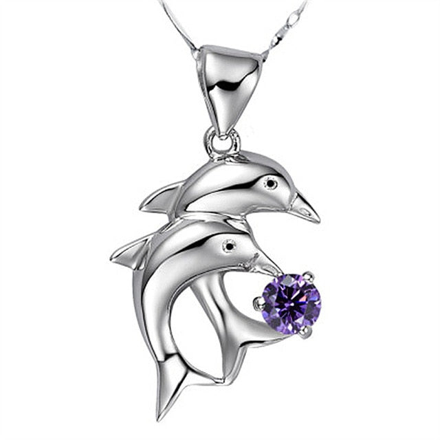 Romantic Dolphin Crystal Pendant Necklace For Women