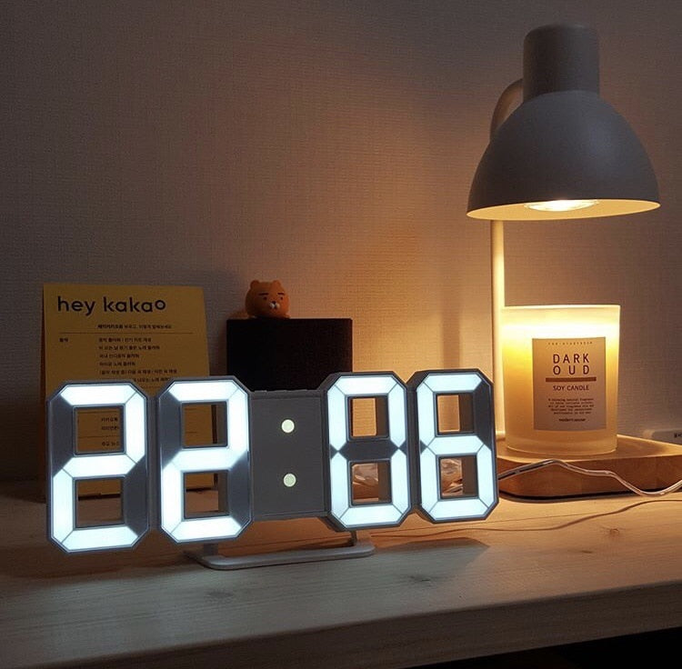 LED Digital Wall Clock Alarm Date Temperature Automatic Backlight