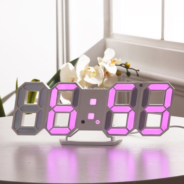 LED Digital Wall Clock Alarm Date Temperature Automatic Backlight