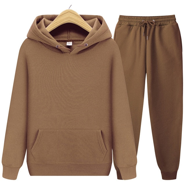 Men's Sets Hoodies+Pants Autumn Winter Hooded Sweatshirt Sweatpants