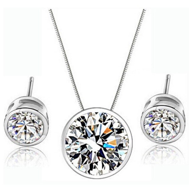Small dot round shape setting women necklace earrings set