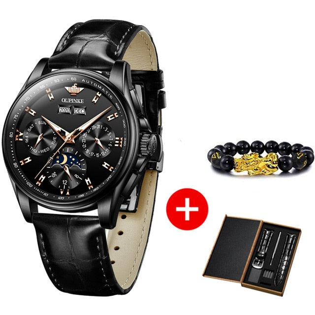 Men Mechanical Automatic Watch Leather Sapphire Wristwatch