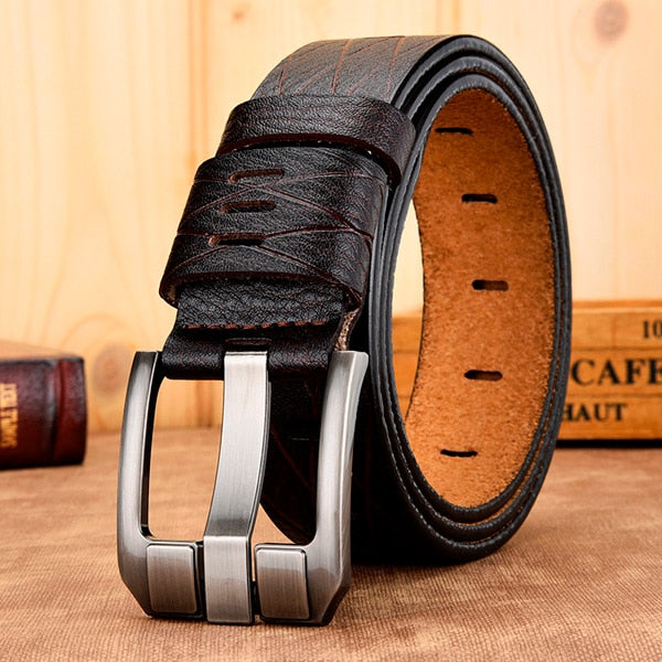 Genuine leather strap luxury pin buckle casual men belt